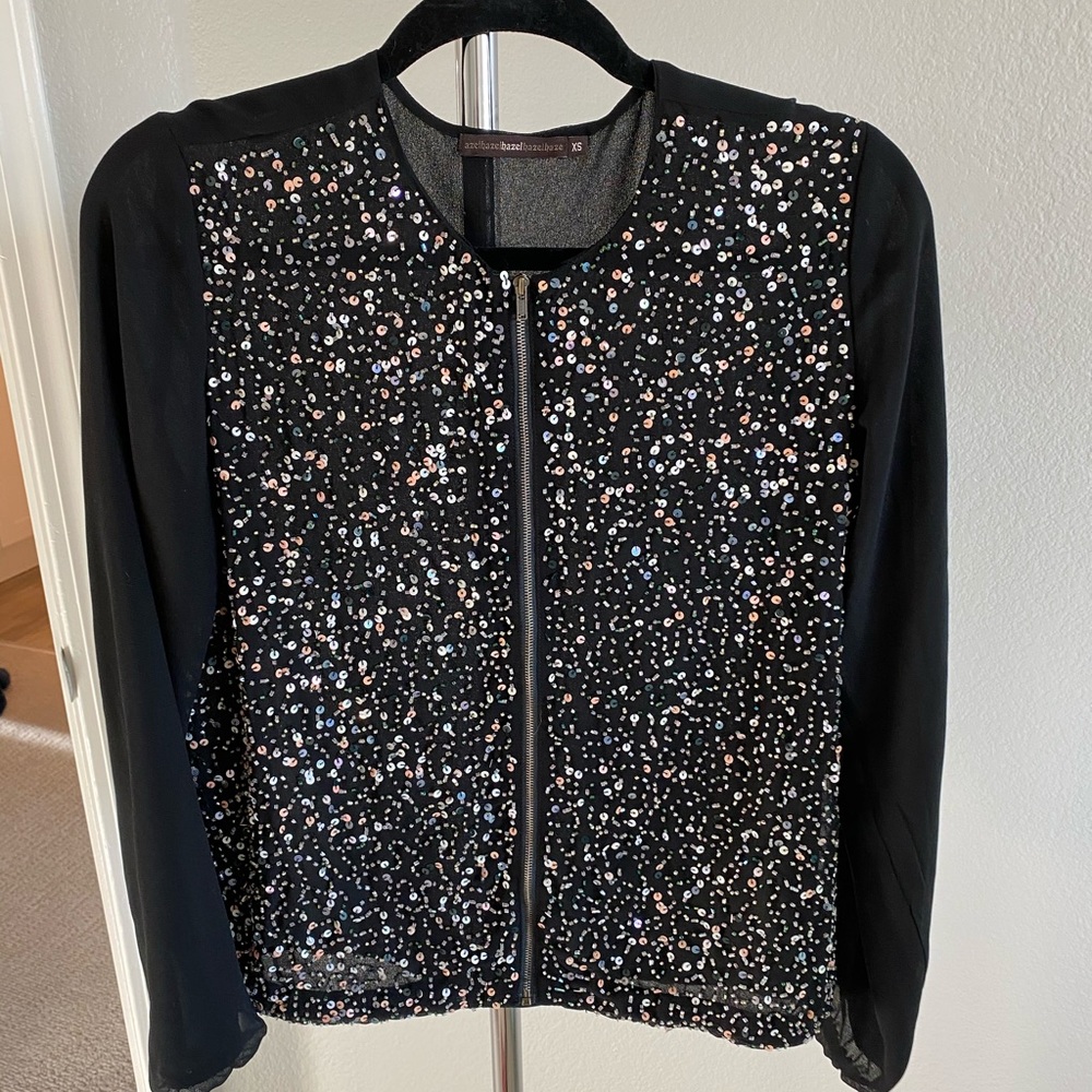 Zip up glitter bomber